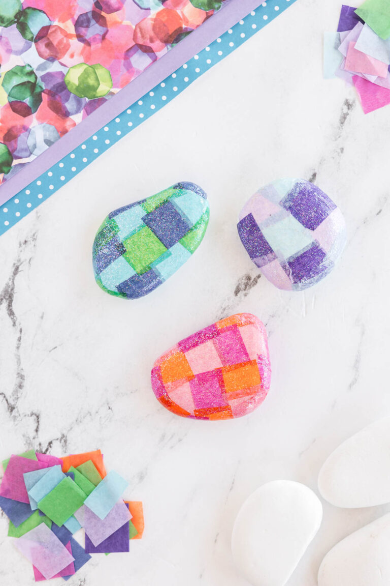 June: Tissue Paper Glitter Rocks