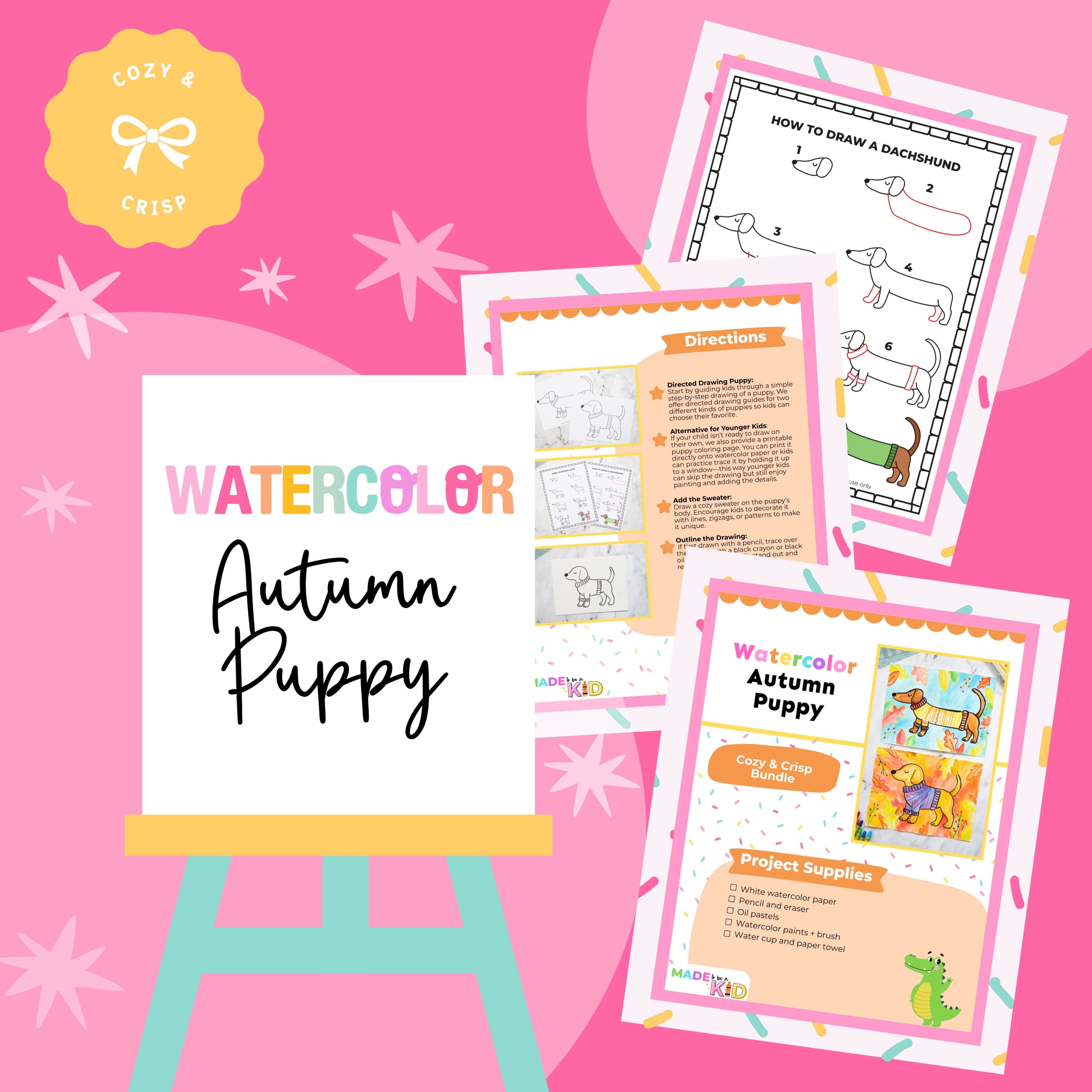 Watercolor Autumn Puppy