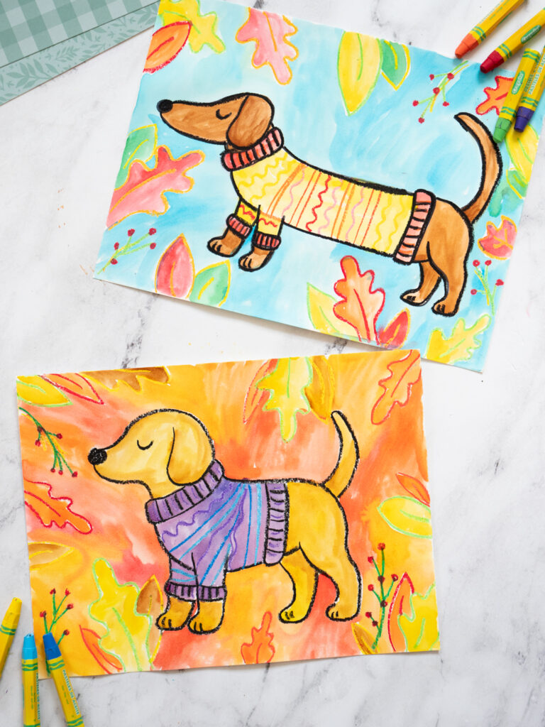 October: Watercolor Fall Puppies